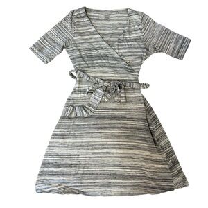 Toad&Co Grey Stripe Imogene Faux Wrap Dress